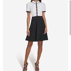 KARL LAGERFELD Crepe Point Collar Button Front Shirt Dress- Sz 4- NWT ($148)!